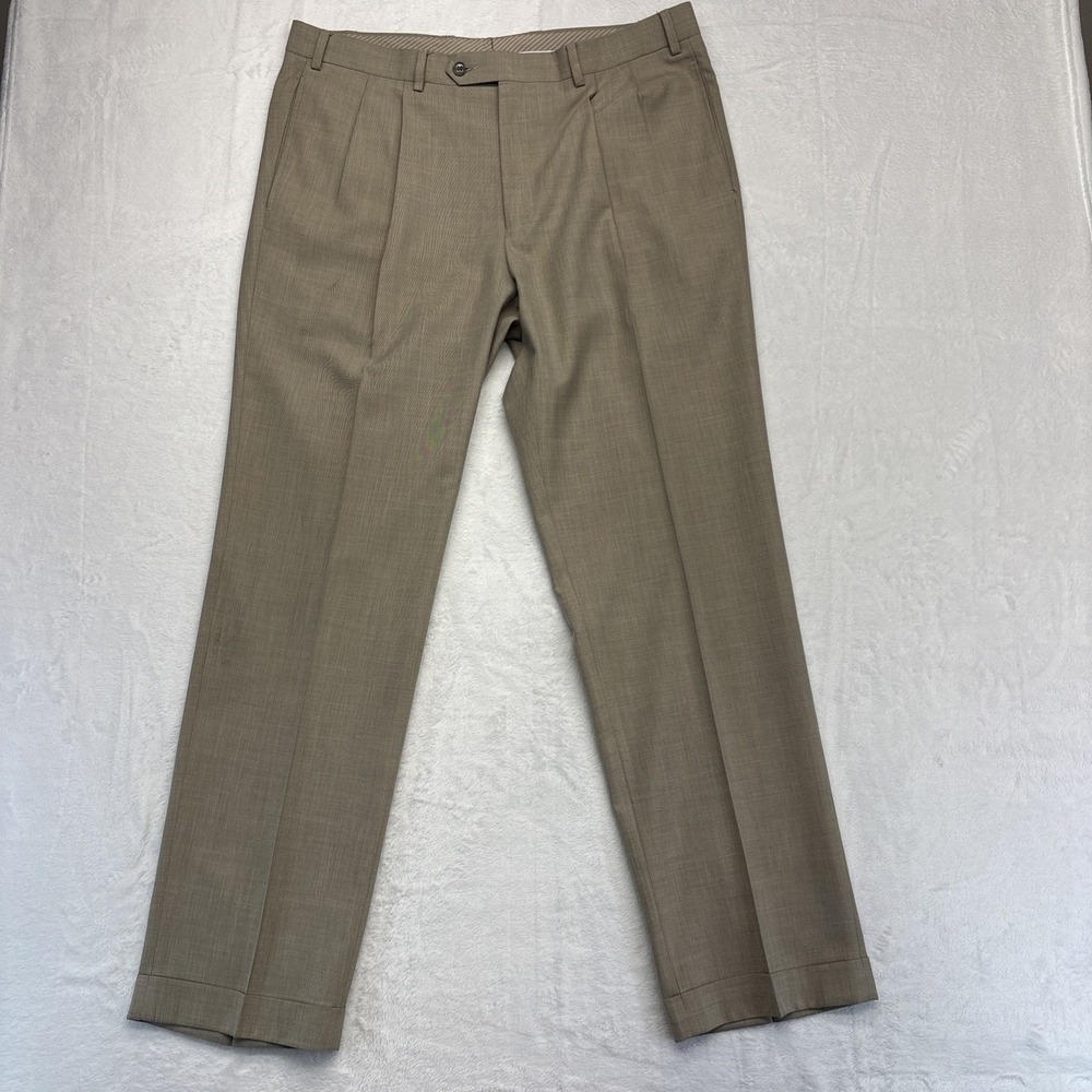 Lauren Ralph Lauren Pants Mens 36x32 Beige Double Pleated Cuffed Hem Straight